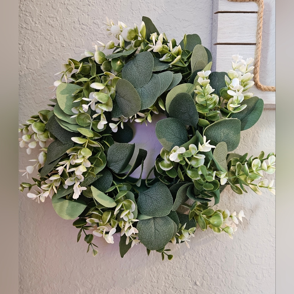 Festive Eucalyptus Wreath/ Front Door Decor/ About 12 inch Width